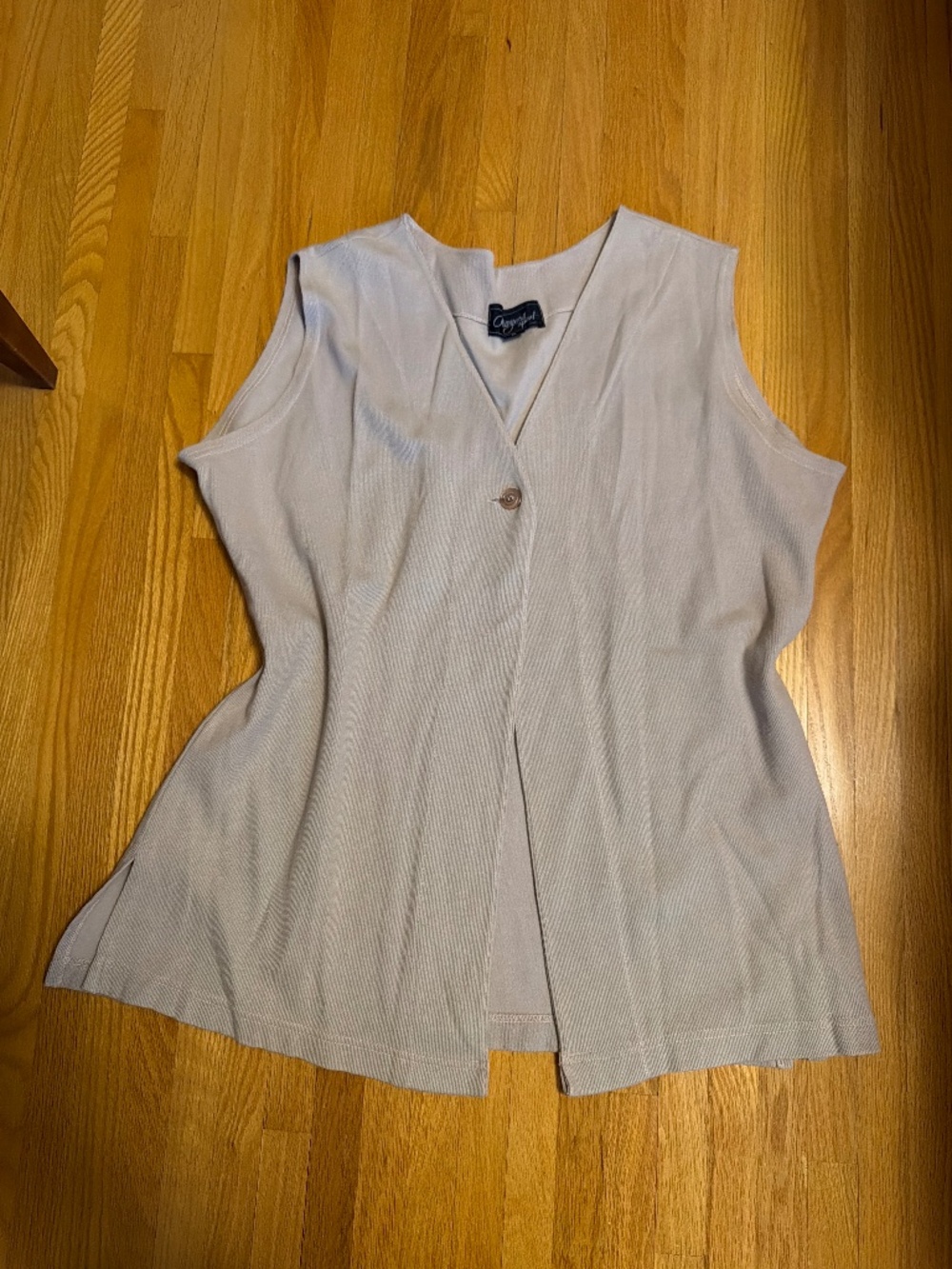 Vintage beige sleeveless one-button cardigan - size large